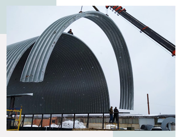 Полукруглые ангары в Киселевске